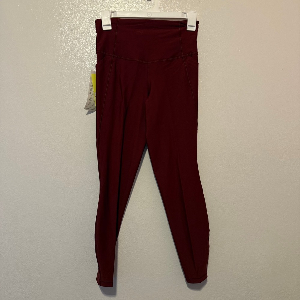 All in Motion Effortless Support High Rise Pocketed Leggings Maroon S 7/8 Length